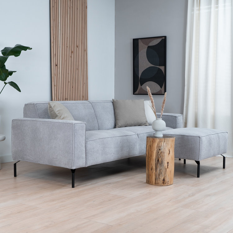 Chenille Sofa Kansas 3-Sitzer hellgrau