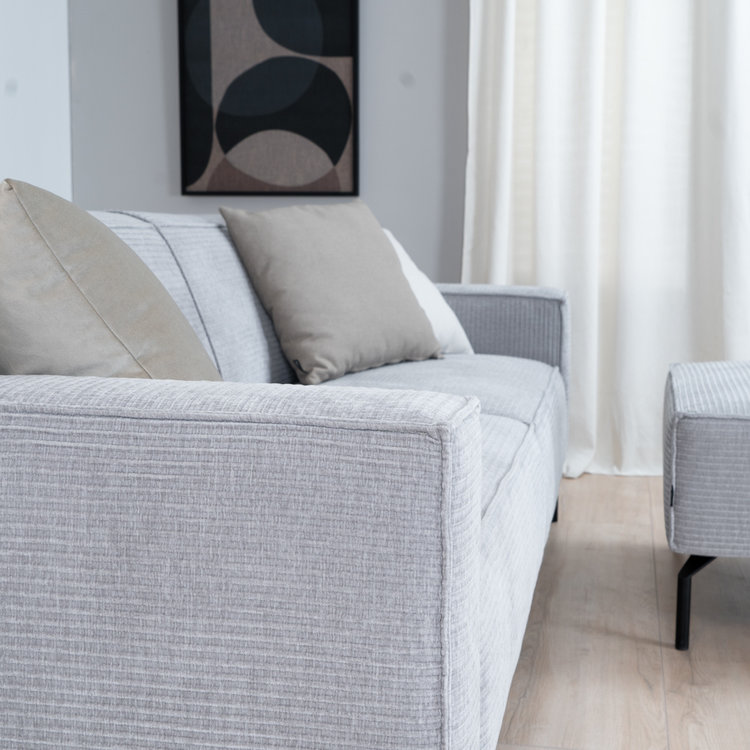 Chenille Sofa Kansas 3-Sitzer hellgrau