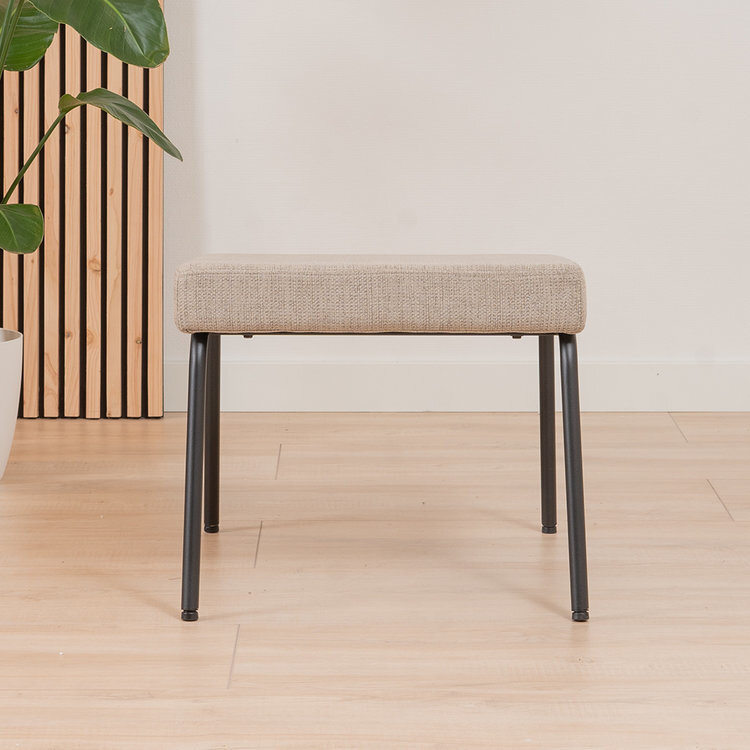 Sessel Espen mit Hocker recycelter Stoff beige