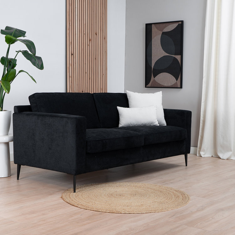 Sofa 3-Sitzer Orlando Stoff schwarz