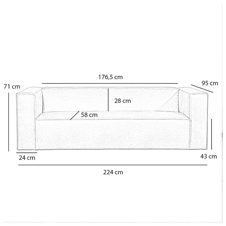 Sofa 3-Sitzer Memphis Stoff schwarz