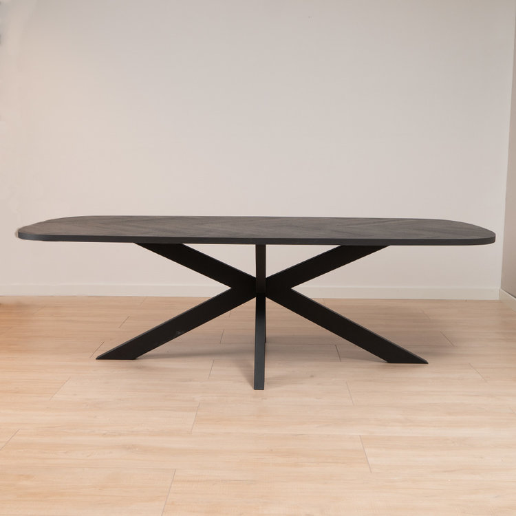 Esstisch Haley oval Fischgrät PVC schwarz 280 x 110 cm