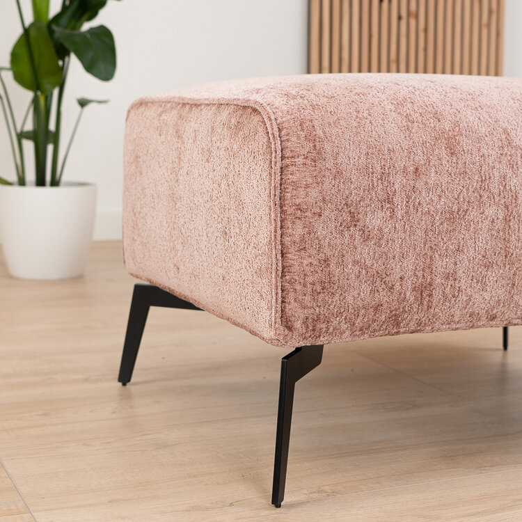 Chenille Hocker Vegas rechteckig rosa