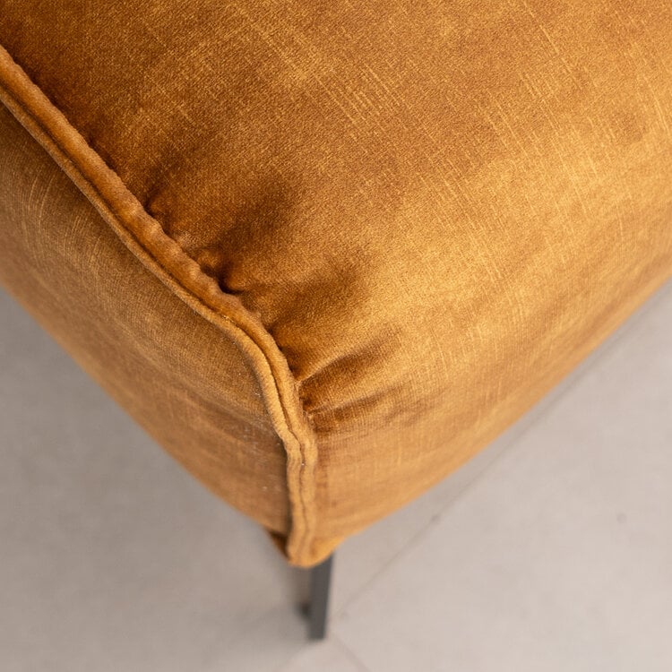 Samt Hocker Vegas rechteckig ockergelb/cognac