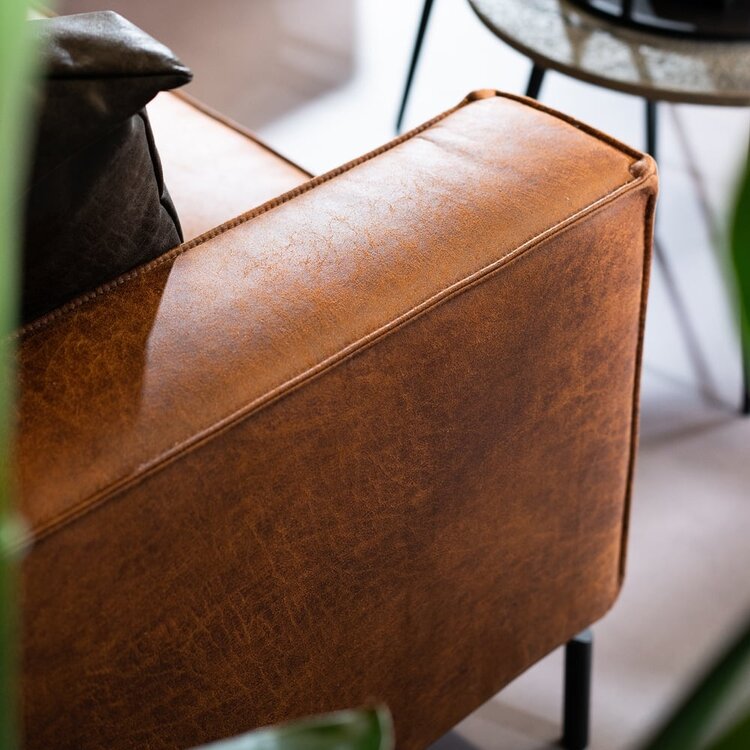 Ecksofa Kansas Leder cognac links