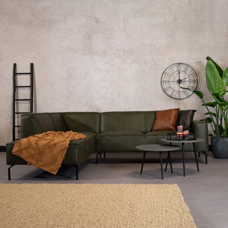 Ecksofa Kansas Leder olivgrün links