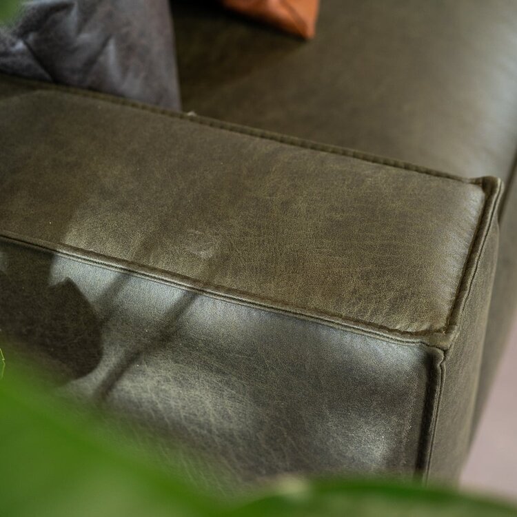 Ecksofa Kansas Leder olivgrün links