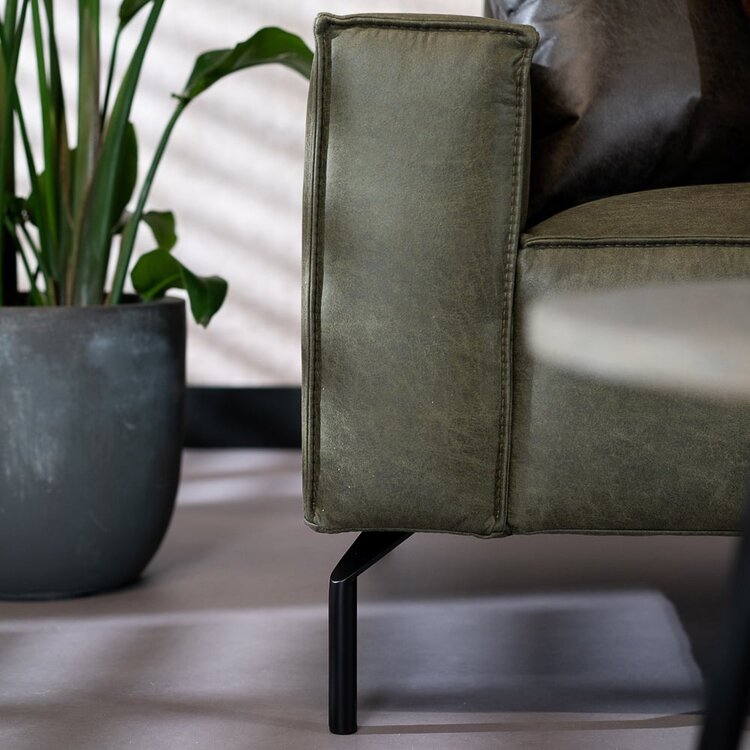 Ecksofa Kansas Leder olivgrün links