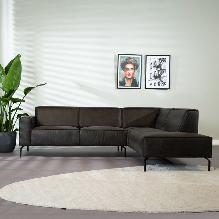 Ecksofa Kansas Leder anthrazit rechts