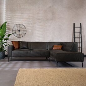 Ecksofa Kansas Leder anthrazit rechts