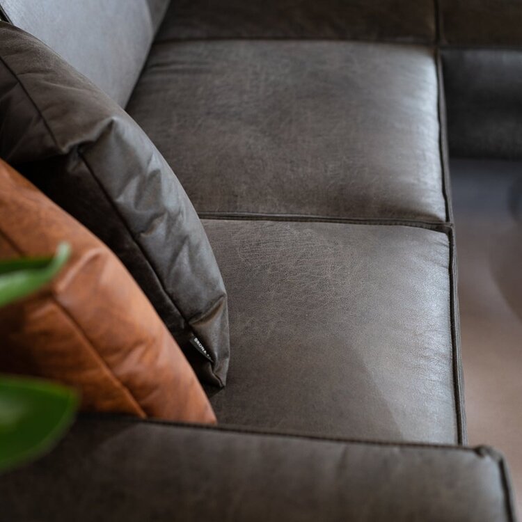 Ecksofa Kansas Leder anthrazit rechts