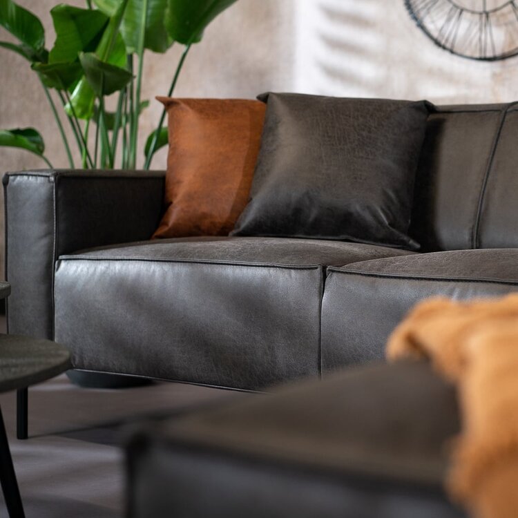 Ecksofa Kansas Leder anthrazit rechts