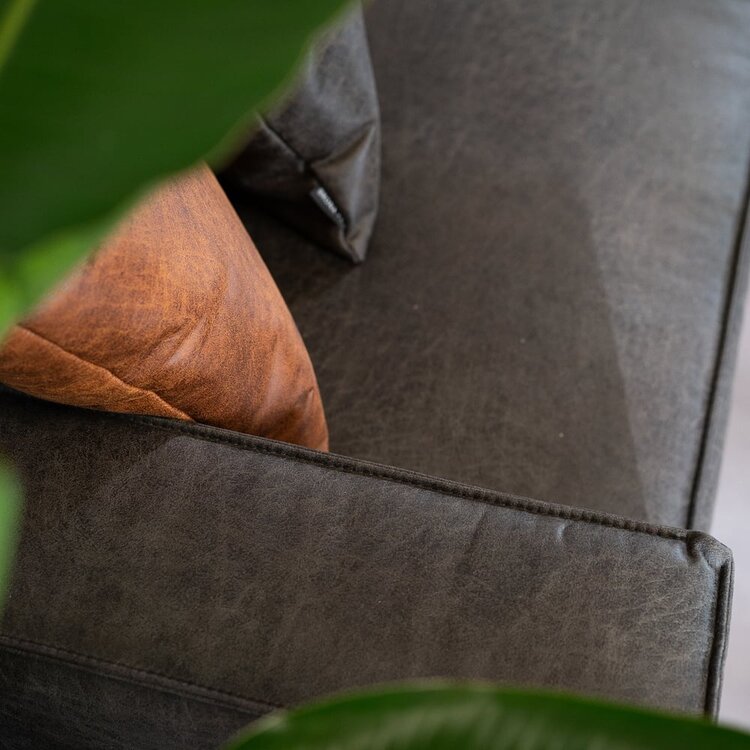 Ecksofa Kansas Leder anthrazit rechts