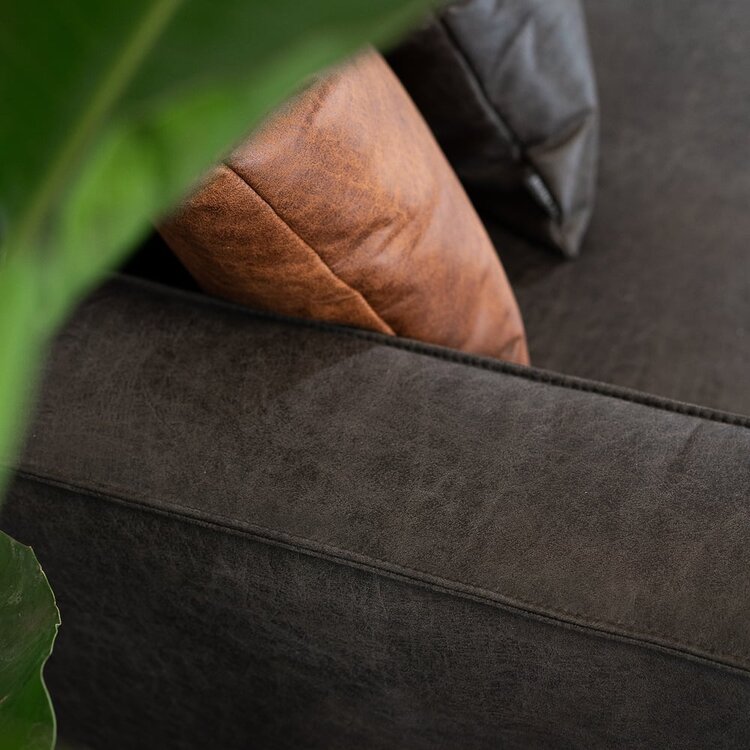 Ecksofa Kansas Leder anthrazit rechts