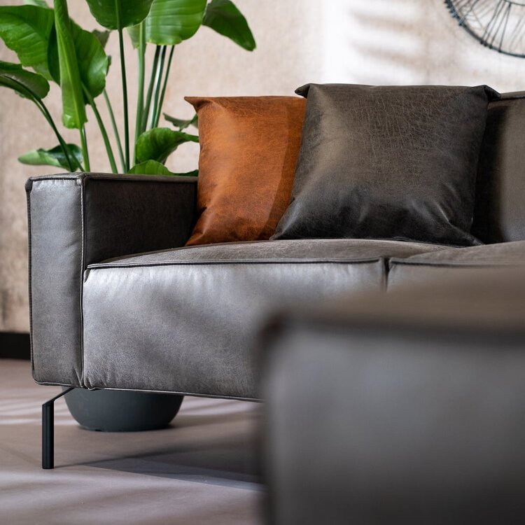 Ecksofa Kansas Leder anthrazit rechts