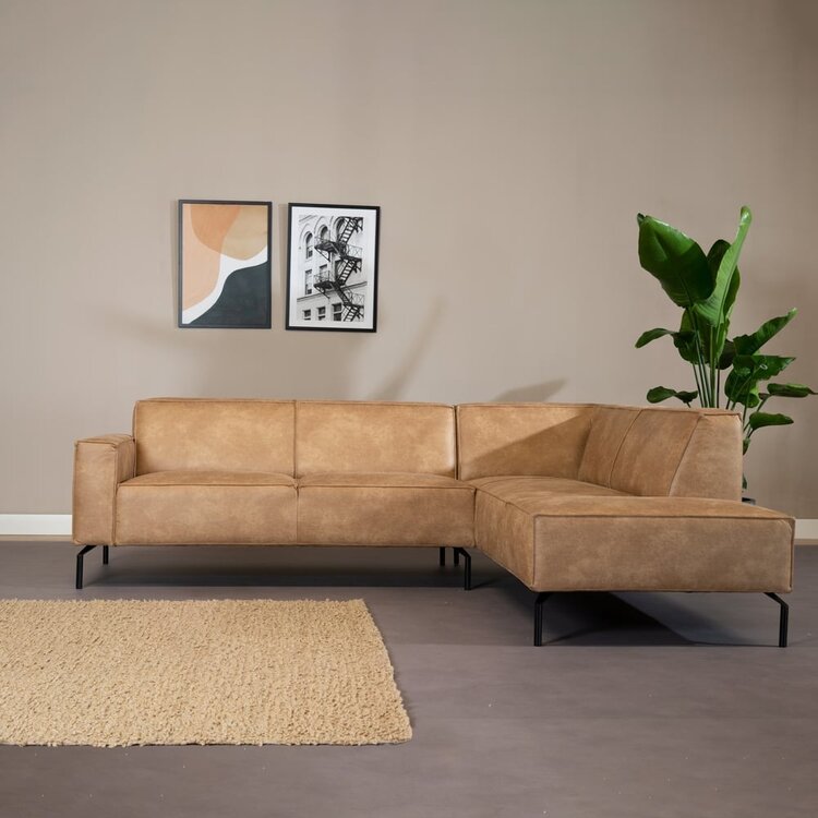 Ecksofa Kansas Leder beige rechts