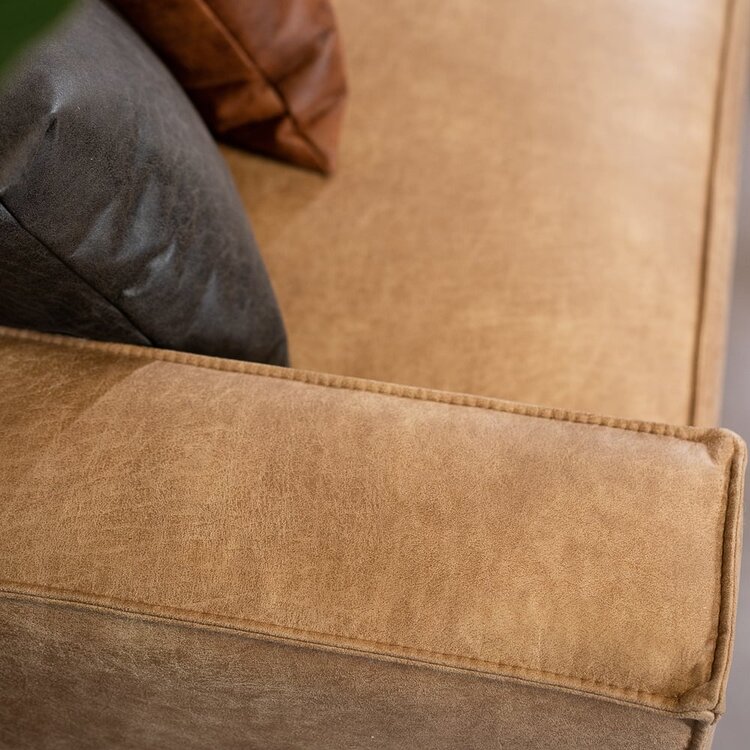 Ecksofa Kansas Leder beige rechts