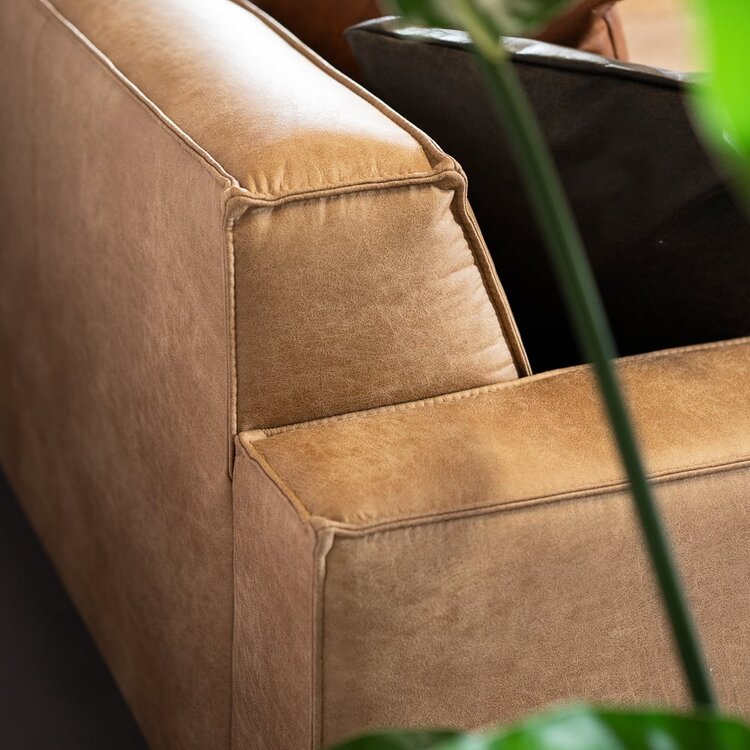 Ecksofa Kansas Leder beige rechts