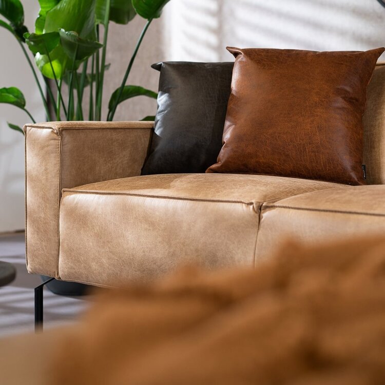 Ecksofa Kansas Leder beige rechts