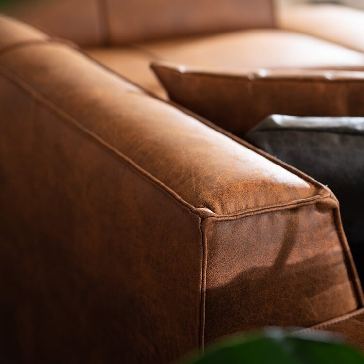 Ecksofa Kansas Leder cognac rechts