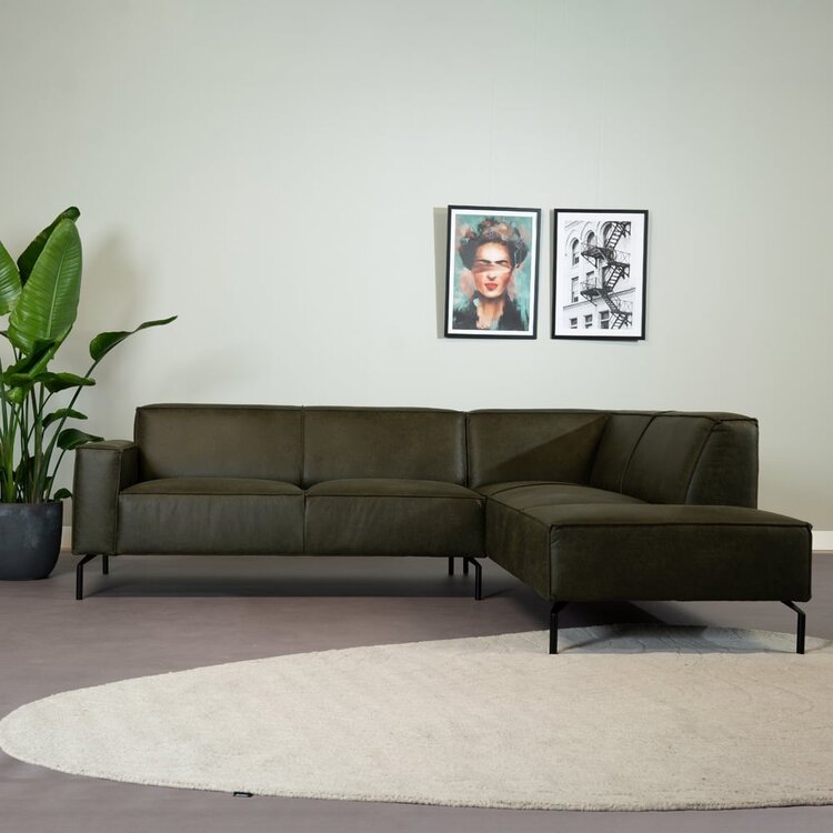Ecksofa Kansas Leder olivgrün rechts