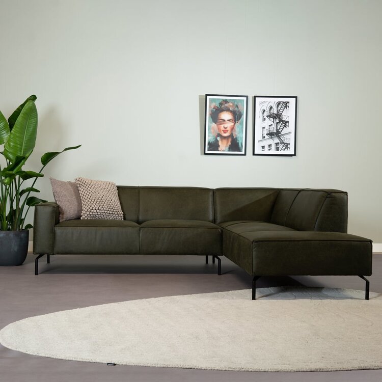 Ecksofa Kansas Leder olivgrün rechts