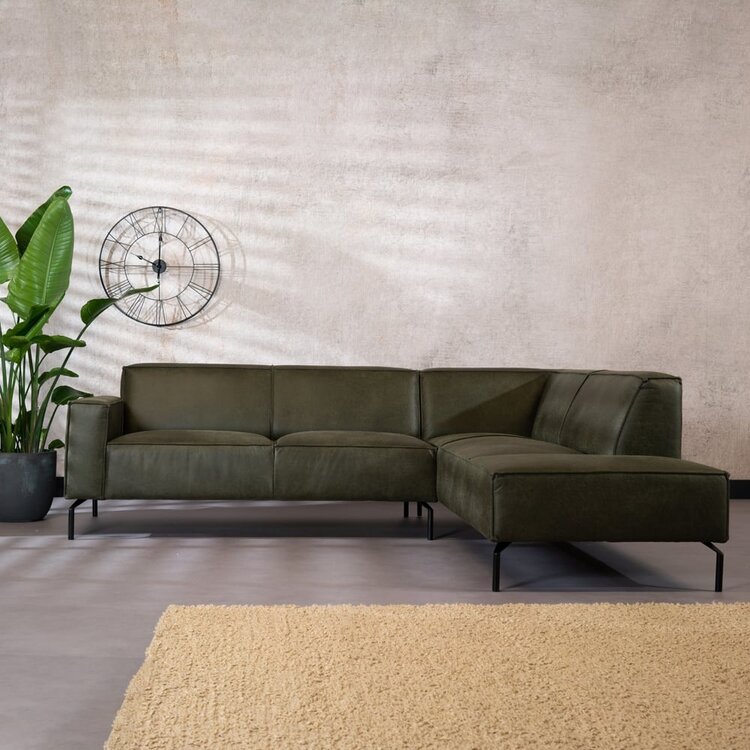 Ecksofa Kansas Leder olivgrün rechts