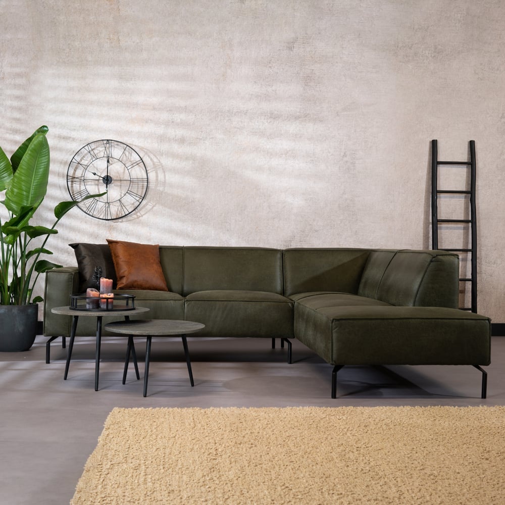 Ecksofa Kansas Leder olivgrün rechts