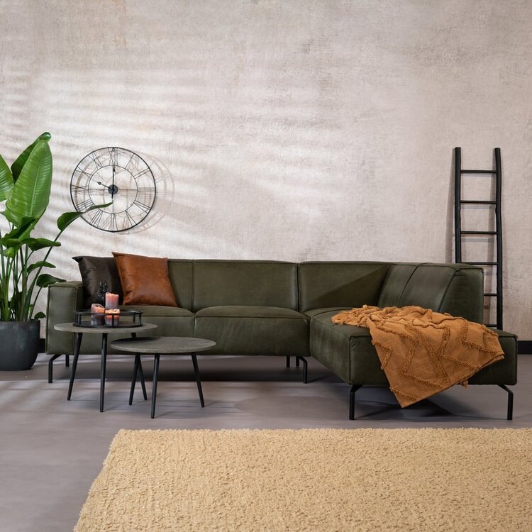 Ecksofa Kansas Leder olivgrün rechts