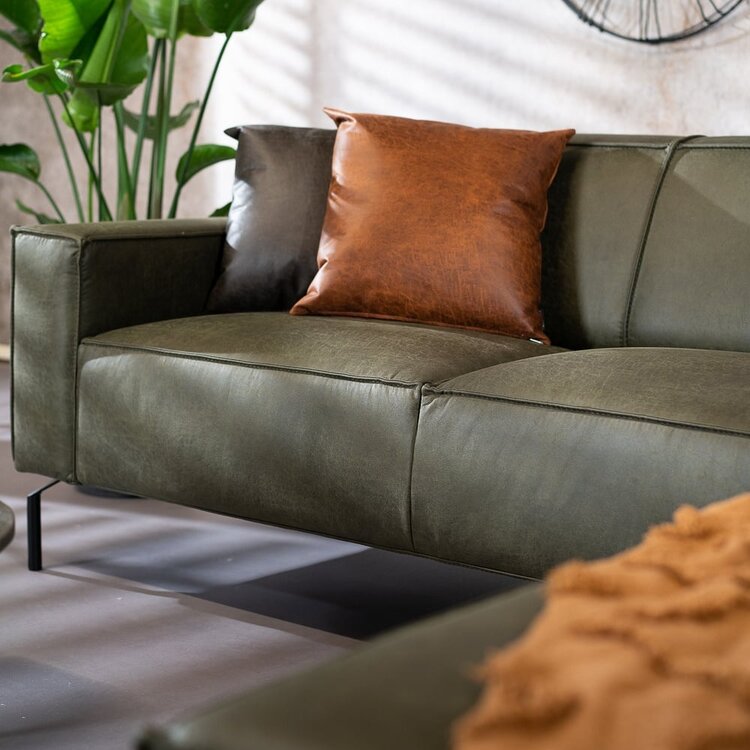 Ecksofa Kansas Leder olivgrün rechts