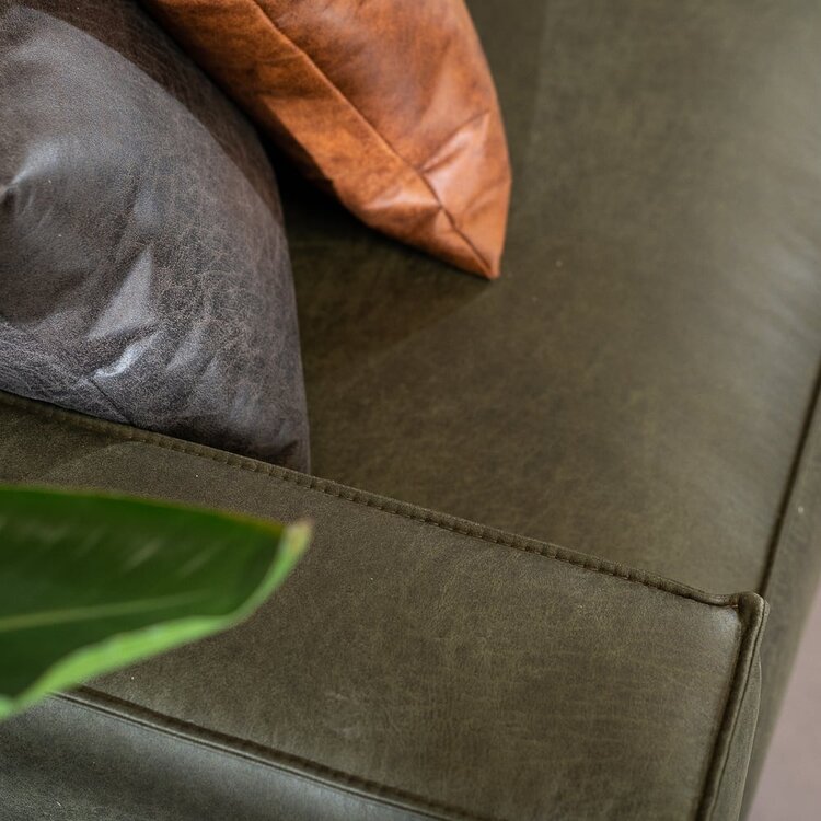 Ecksofa Kansas Leder olivgrün rechts