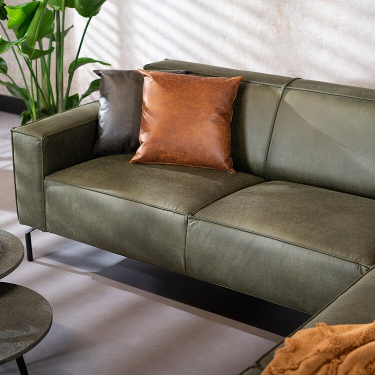 Ecksofa Kansas Leder olivgrün rechts