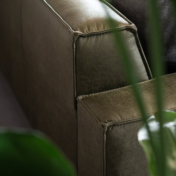 Ecksofa Kansas Leder olivgrün rechts