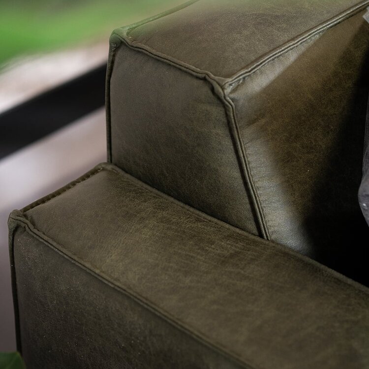 Ecksofa Kansas Leder olivgrün rechts