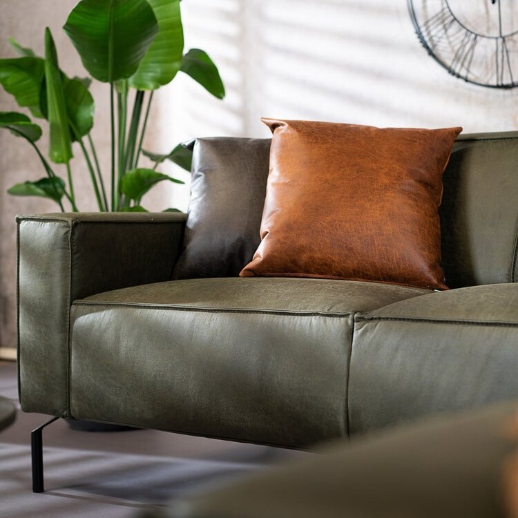 Ecksofa Kansas Leder olivgrün rechts