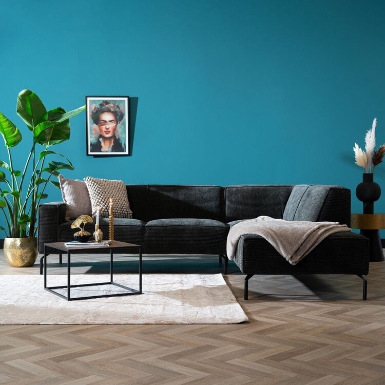 Ecksofa Kansas Chenille anthrazit / grün rechts