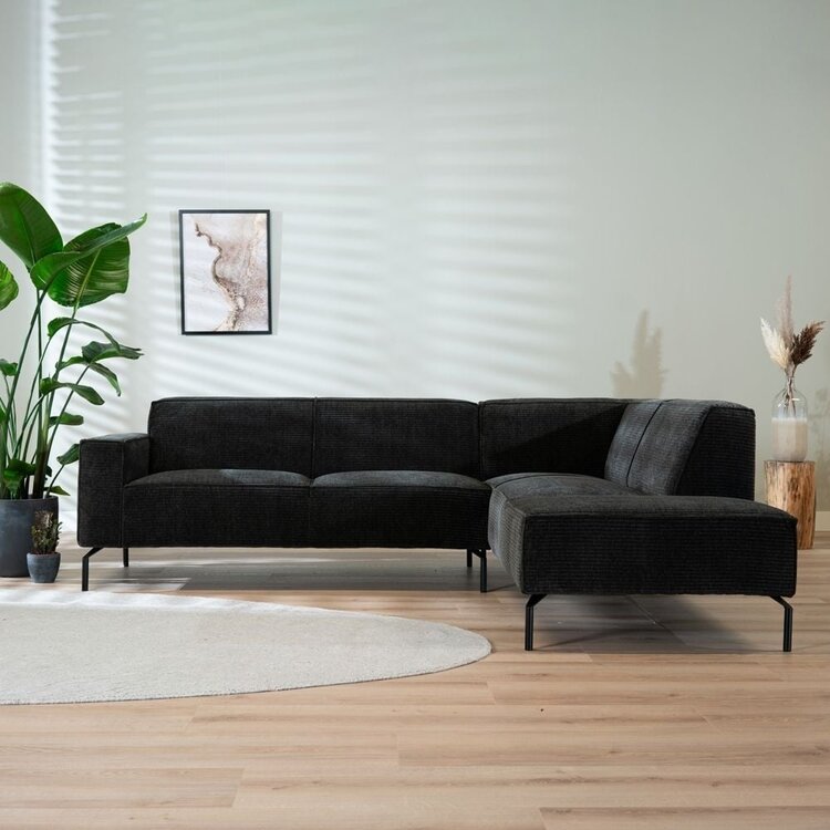 Ecksofa Kansas Chenille anthrazit / grün rechts