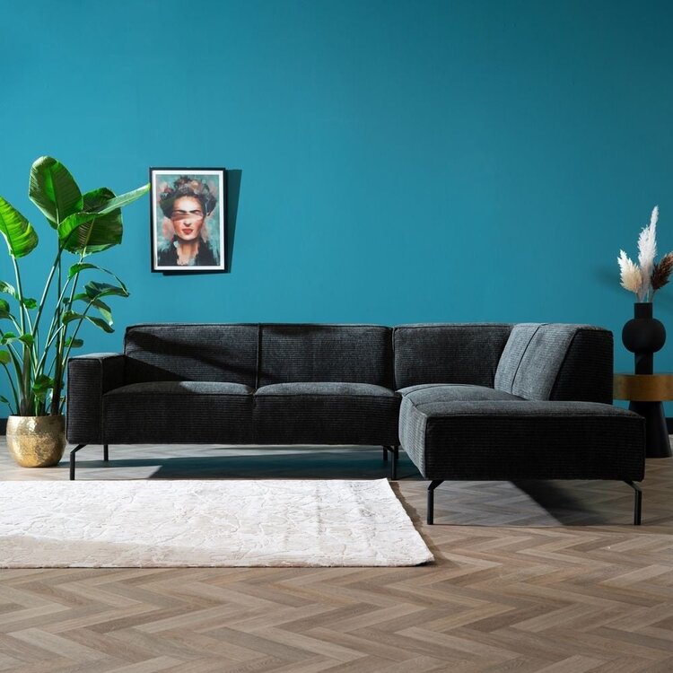 Ecksofa Kansas Chenille anthrazit / grün rechts