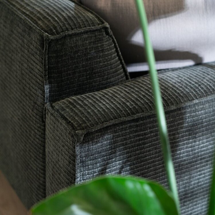 Ecksofa Kansas Chenille anthrazit / grün rechts