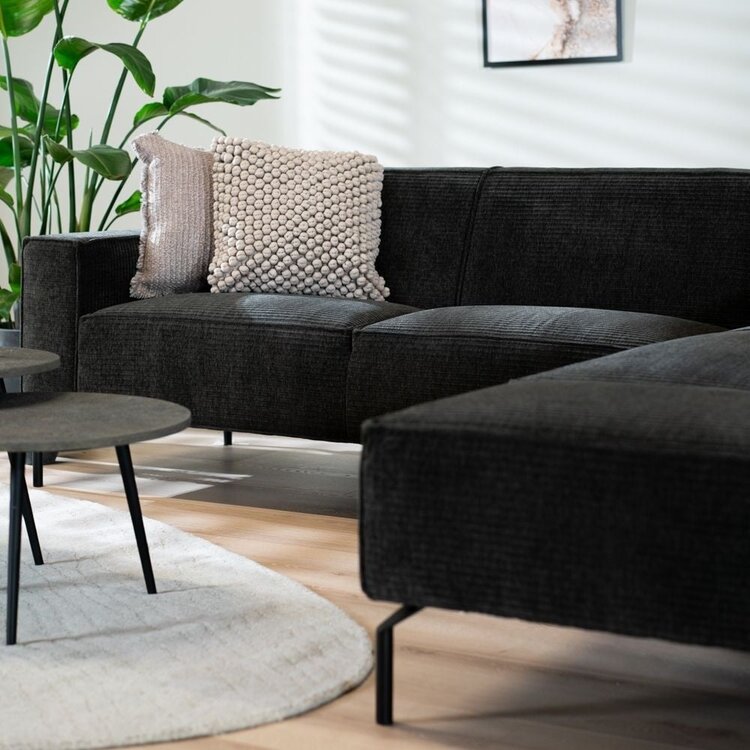 Ecksofa Kansas Chenille anthrazit / grün rechts