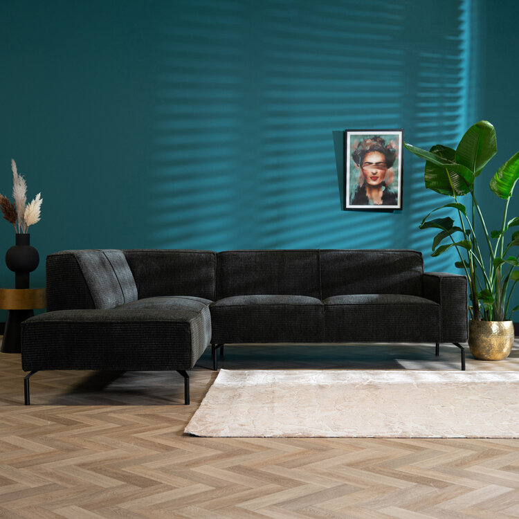 Ecksofa Kansas Chenille anthrazit / grün links