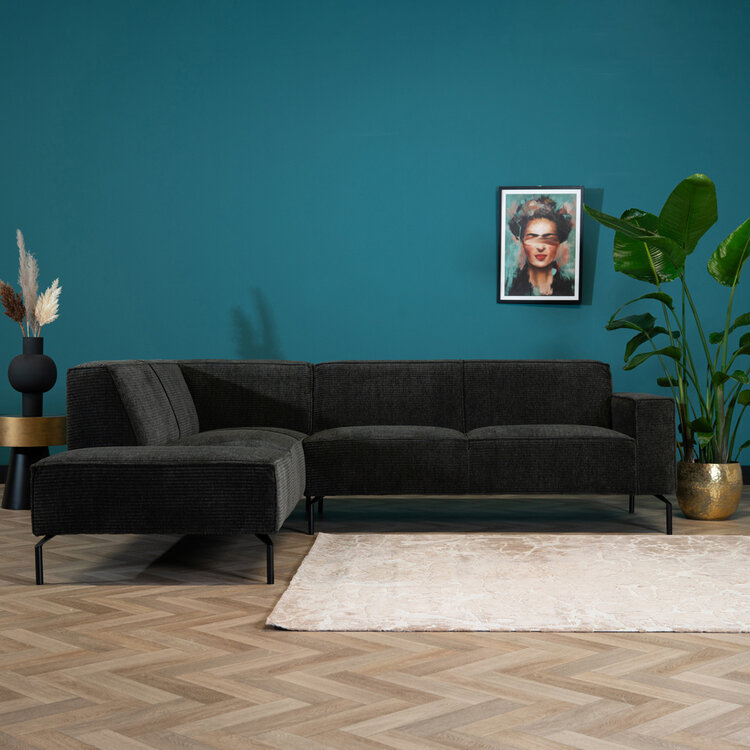 Ecksofa Kansas Chenille anthrazit / grün links