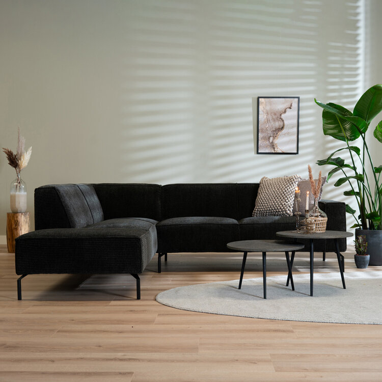 Ecksofa Kansas Chenille anthrazit / grün links