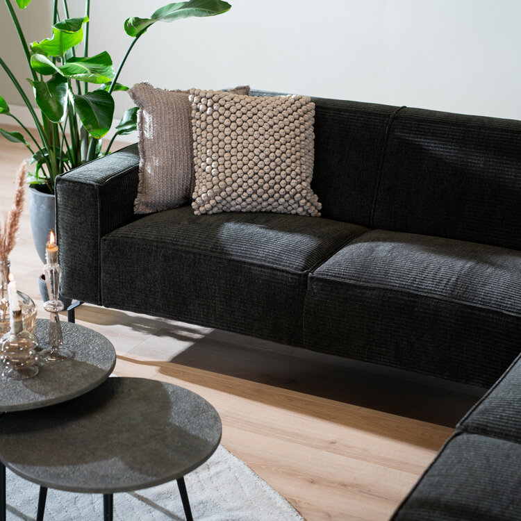 Ecksofa Kansas Chenille anthrazit / grün links