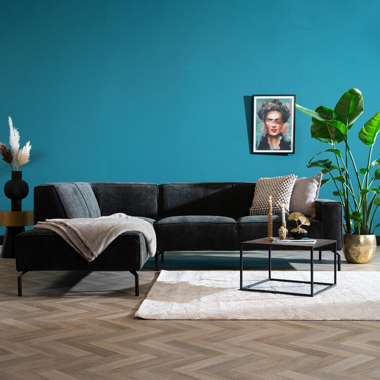 Ecksofa Kansas Chenille anthrazit / grün links