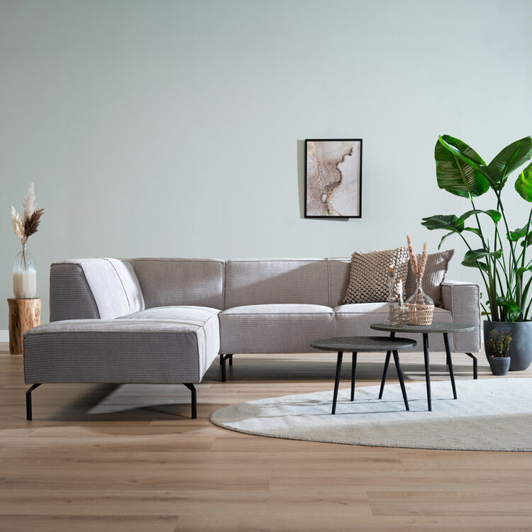 Ecksofa Kansas Chenille hellgrau links