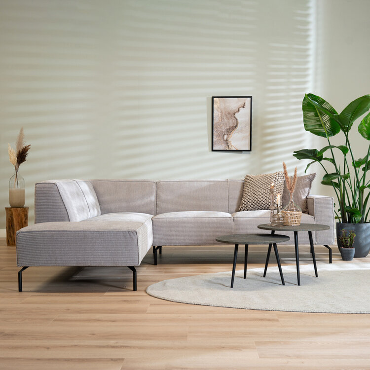 Ecksofa Kansas Chenille hellgrau links