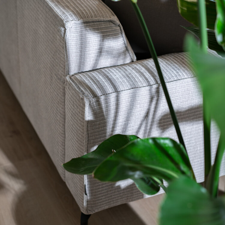 Ecksofa Kansas Chenille hellgrau links