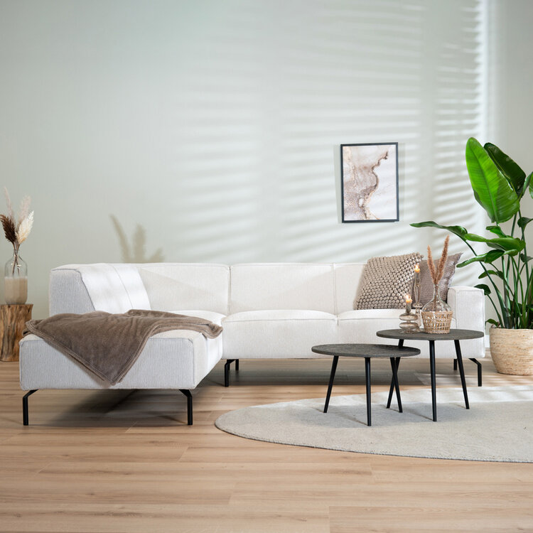 Ecksofa Kansas Stoff off white links