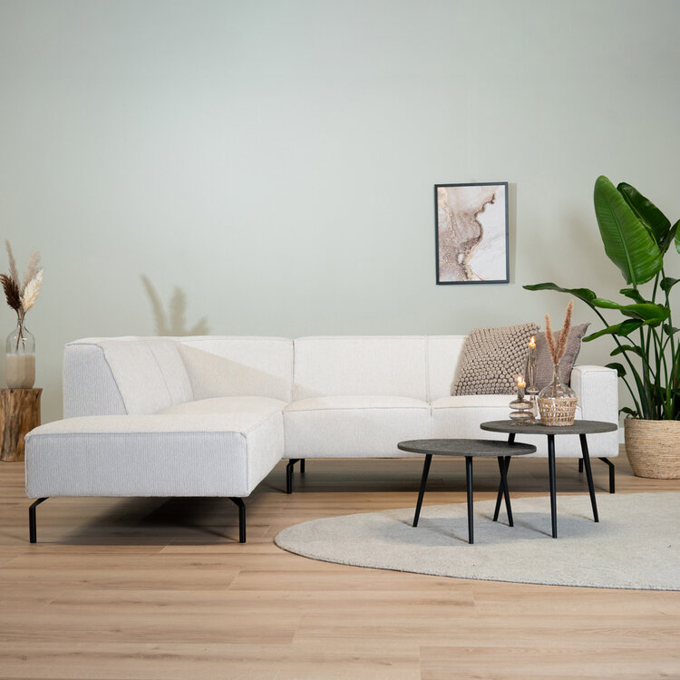 Ecksofa Kansas Stoff off white links